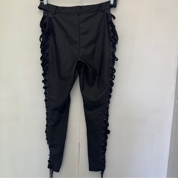 CLUB EXX ROWDY ROOM LACE-UP PANTS black faux leather Y2K Gothic XL Dolls Kill - Picture 7 of 11